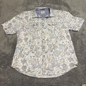 Tommy Bahama Mens XL Blue Floral Island Modern Fit Cotton Button Shirt